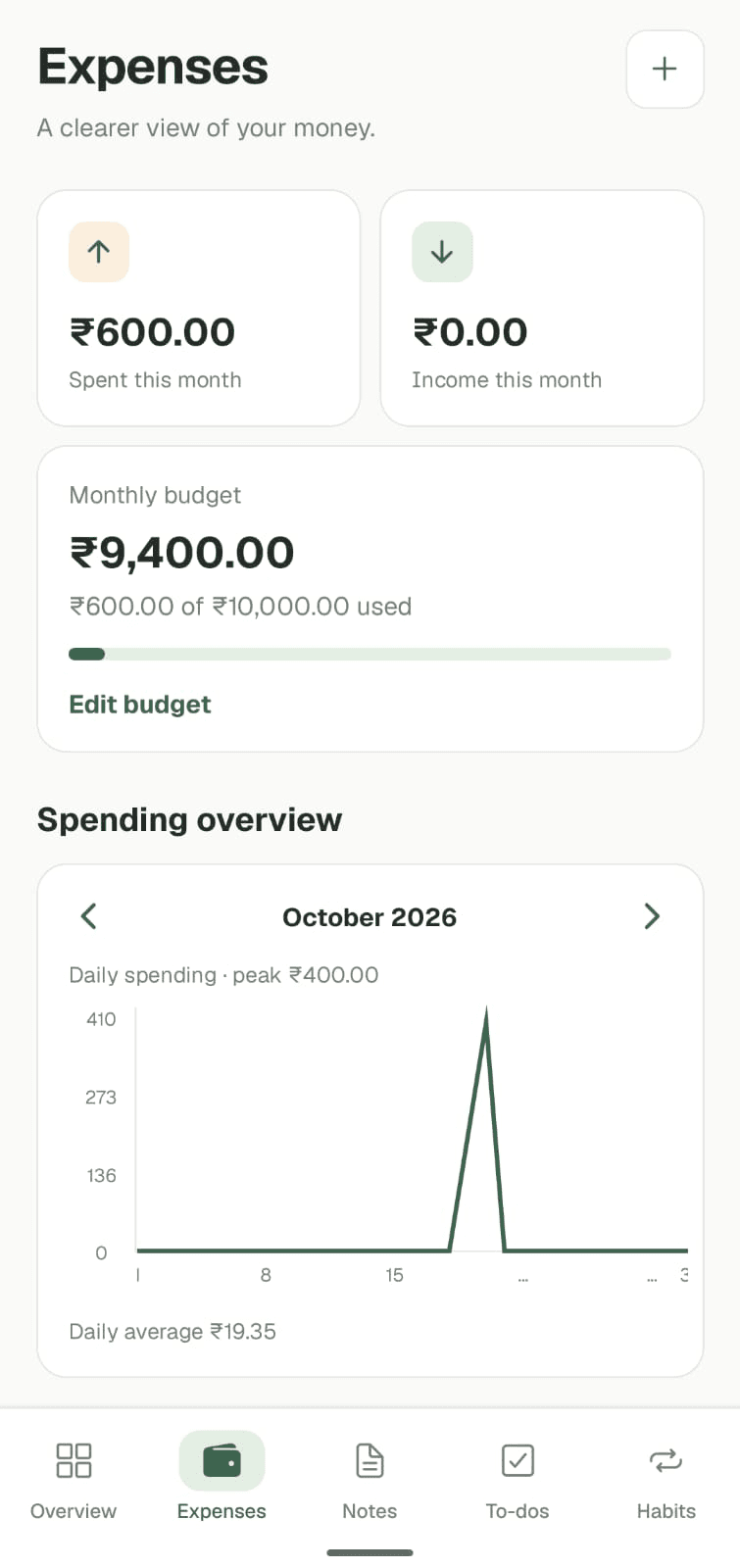 Orbit Expenses app screen
