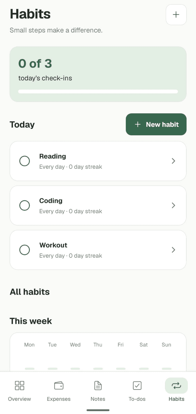 Orbit Habits app screen