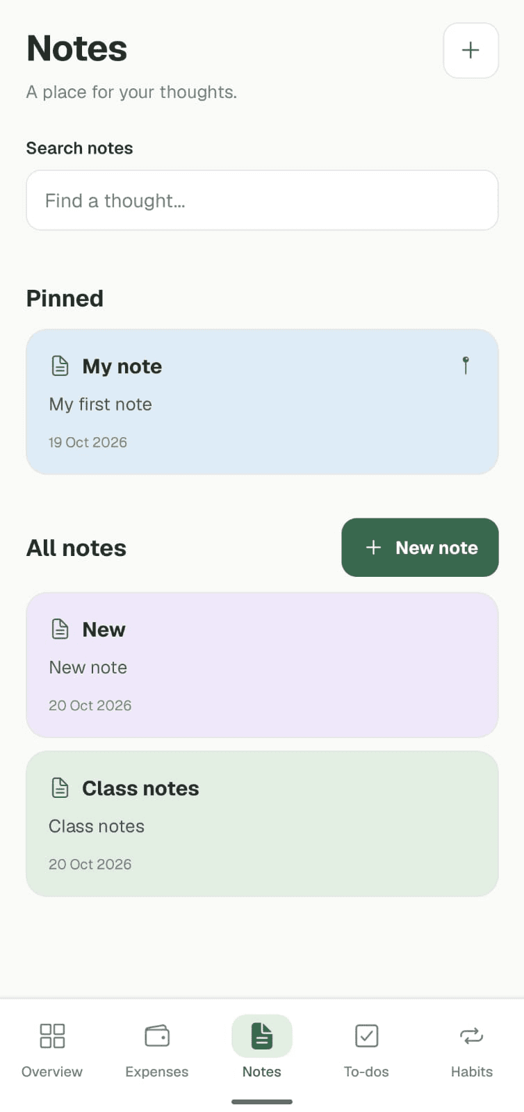 Orbit Notes app screen
